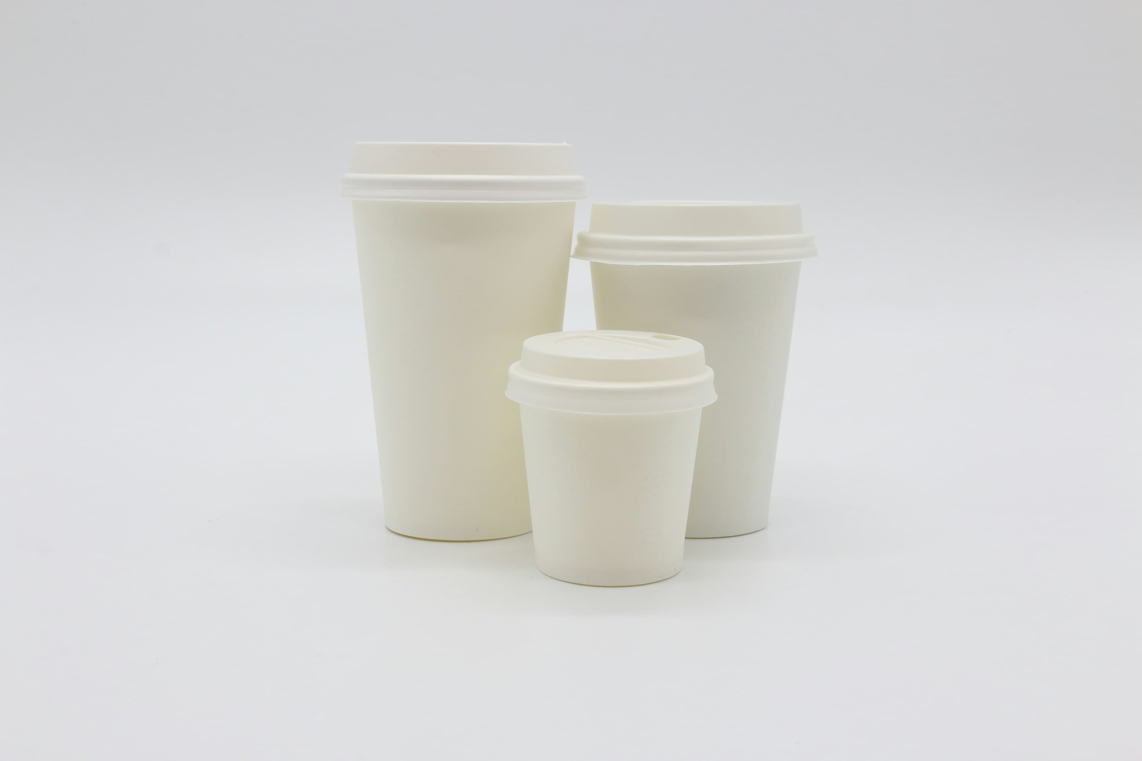 White disposable paper cups